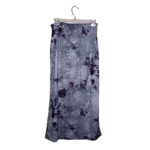 Vintage 90s JKLA California Straight Midi Skirt Floral Blue Purple M